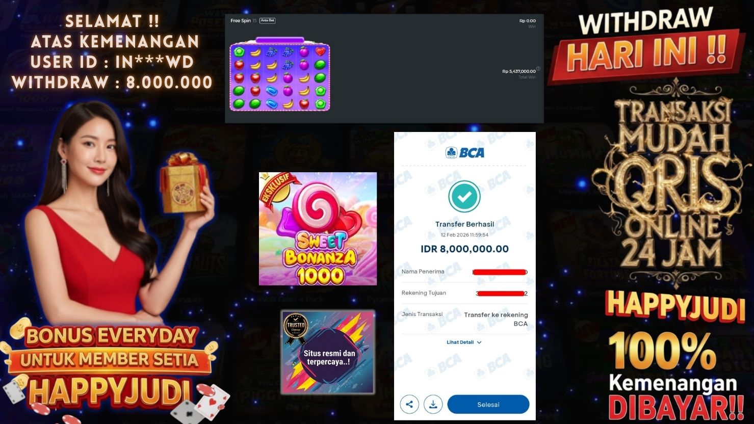 HAPPYJUDI JACKPOT SLOT SWEET BONANZA 1000